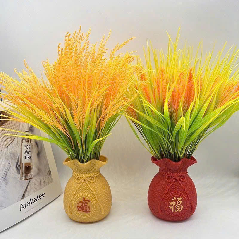 Bình hoa Lúa Nhựa trang trí Tết chiêu tài lộc