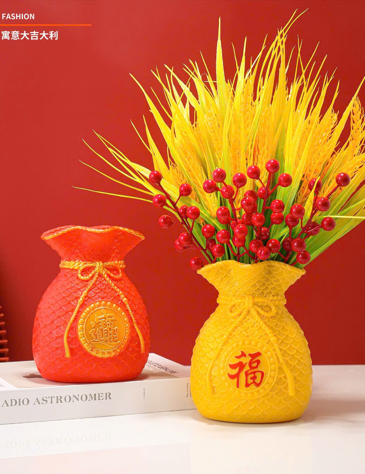 Bình hoa Lúa Nhựa trang trí Tết chiêu tài lộc