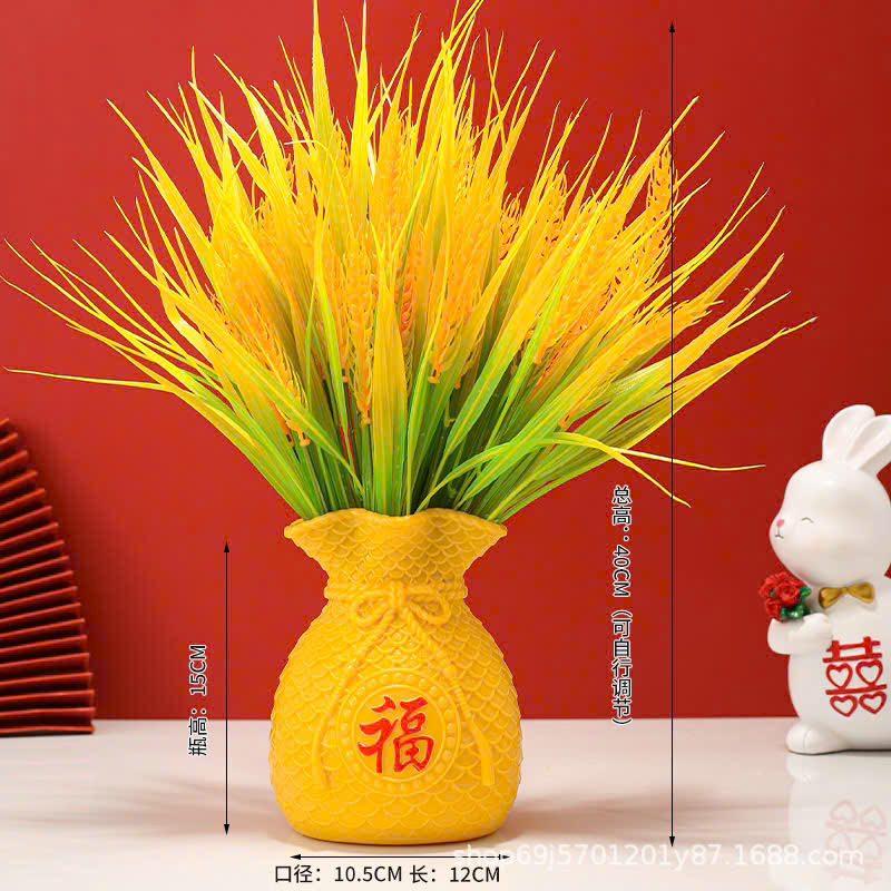 Bình hoa Lúa Nhựa trang trí Tết chiêu tài lộc