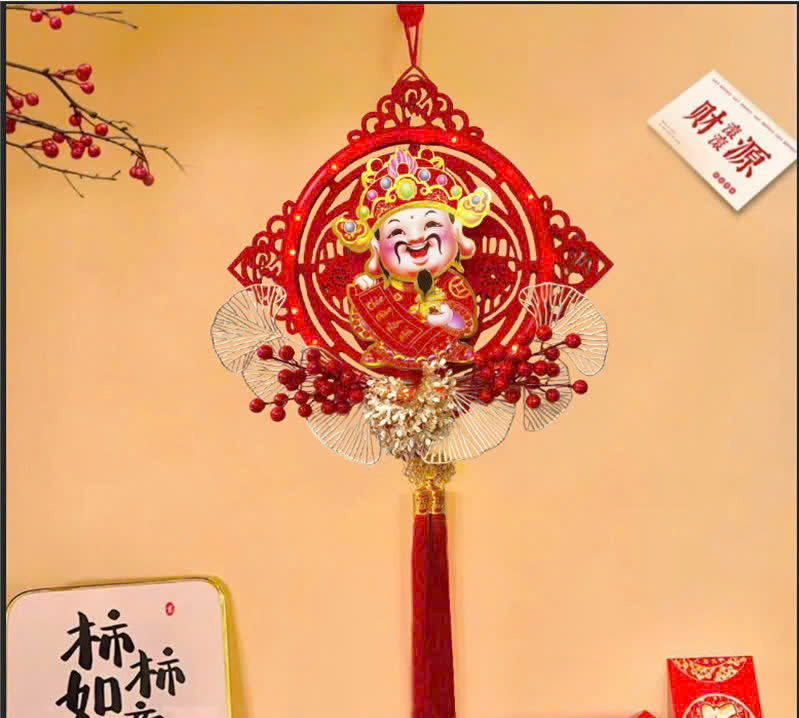 Dải treo thần tài lắc đầu Có Đèn mẫu mới 2025