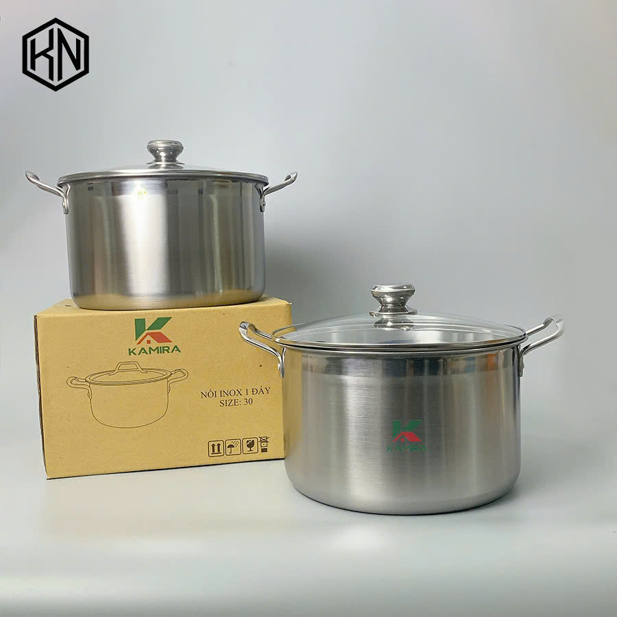 Nồi luộc gà inox cao cấp 30cm nắp kính KAMIRA