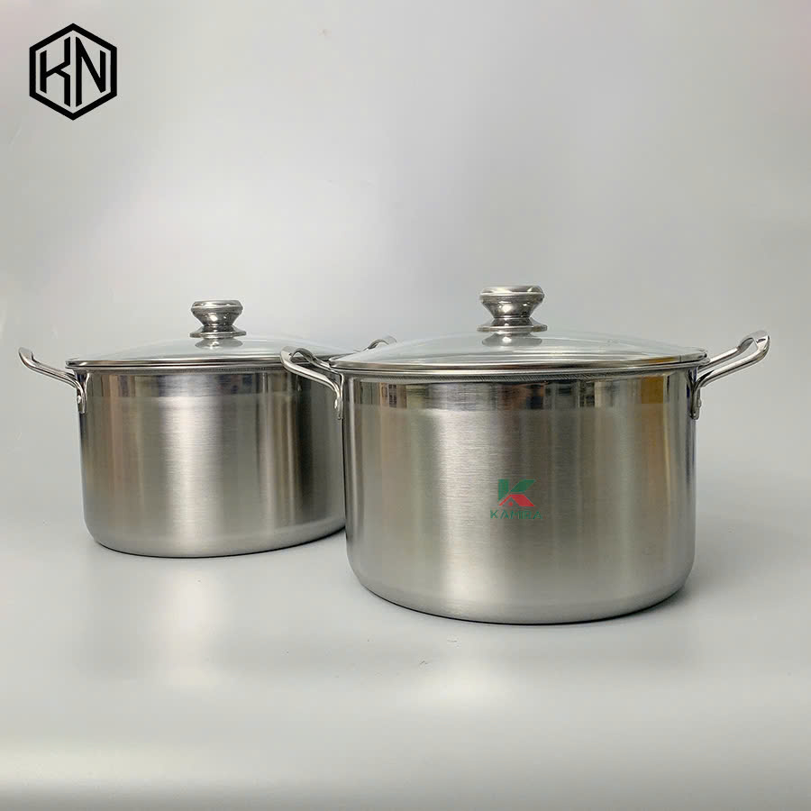 Nồi luộc gà inox cao cấp 30cm nắp kính KAMIRA