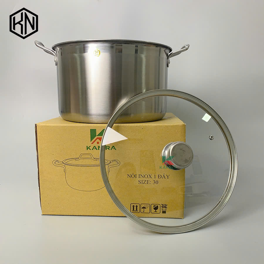 Nồi luộc gà inox cao cấp 30cm nắp kính KAMIRA