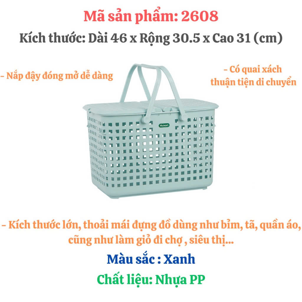 Làn nắp đựng quần áo đồ dùng Hokori 2608