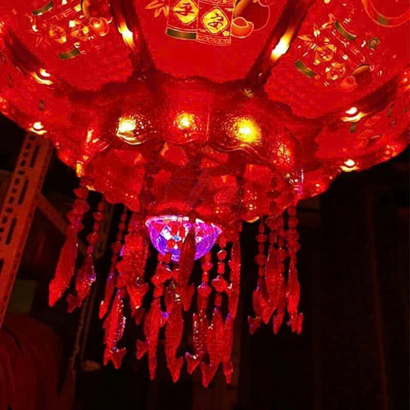 Lồng đèn điện xoay 360 độ trang trí tết size 80cm