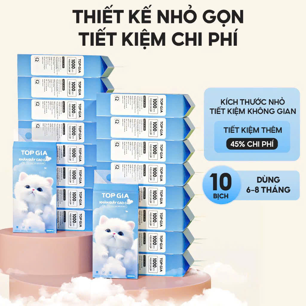Thùng 10 bịch khăn giấy rút chó mèo Topgia