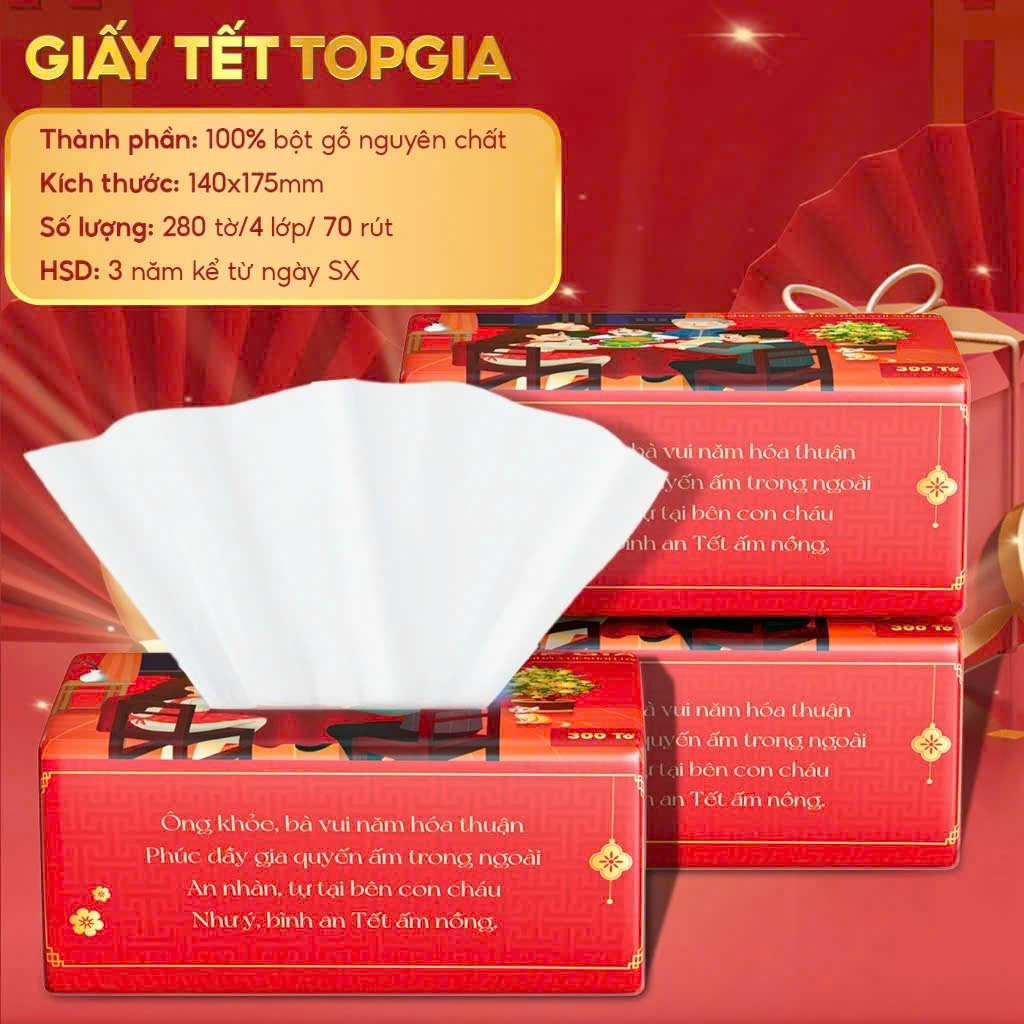 Thùng 20 gói giấy rút Topgia Tết 2025