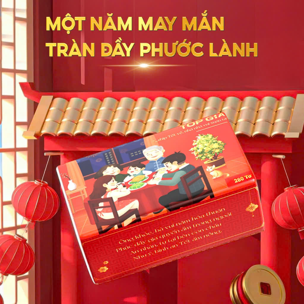 Thùng 20 gói giấy rút Topgia Tết 2025