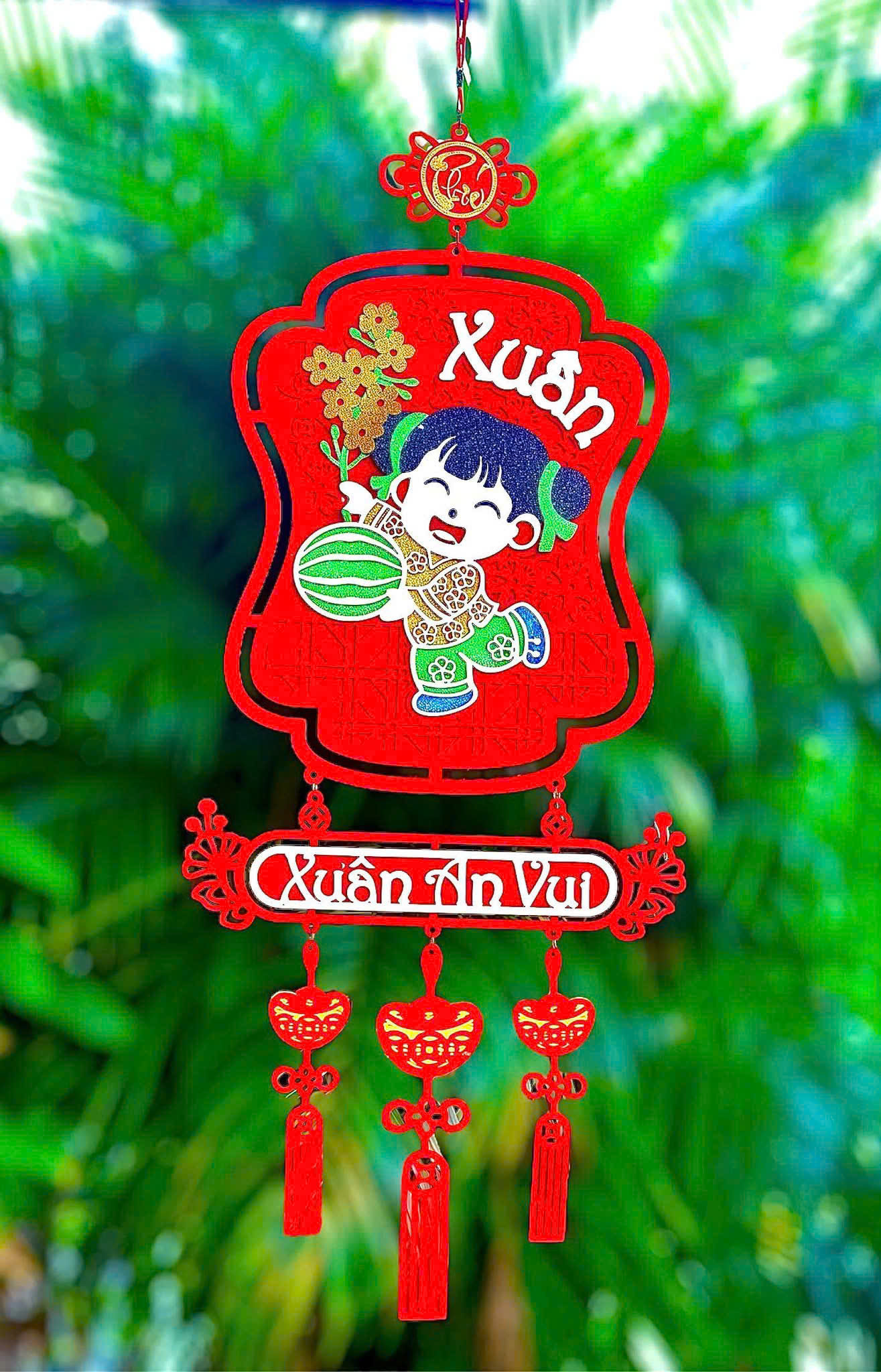 Liễn nhung hình vuông trang trí Tết Xuân An Khang