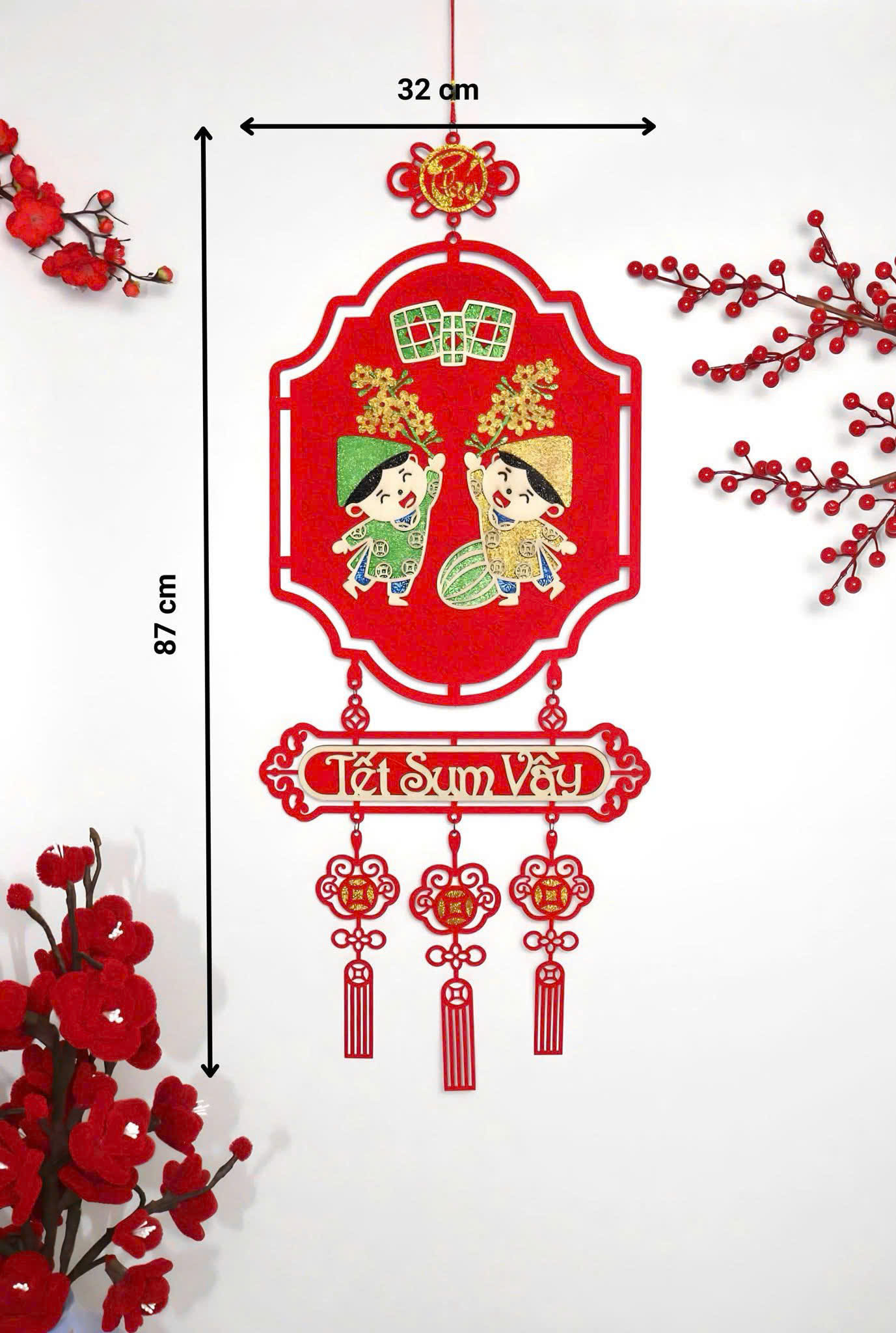 Liễn nhung hình vuông trang trí Tết Xuân An Khang