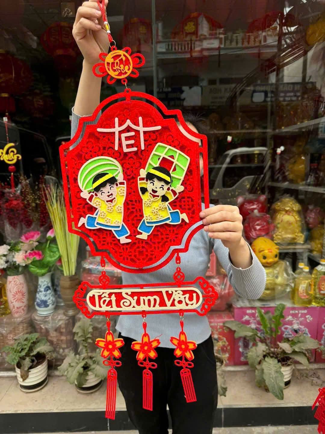 Liễn nhung hình vuông trang trí Tết Xuân An Khang