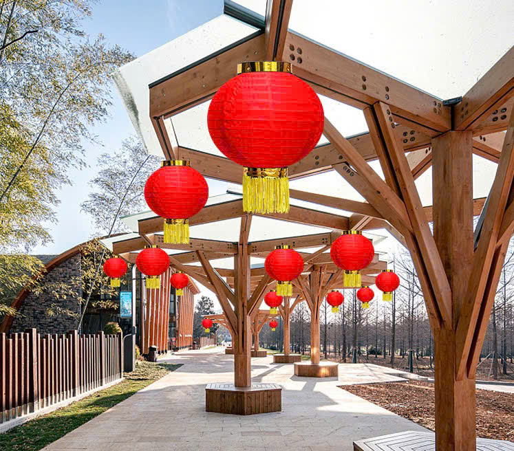 Lồng đèn tròn trơn đỏ vải lụa size 10in chống thấm