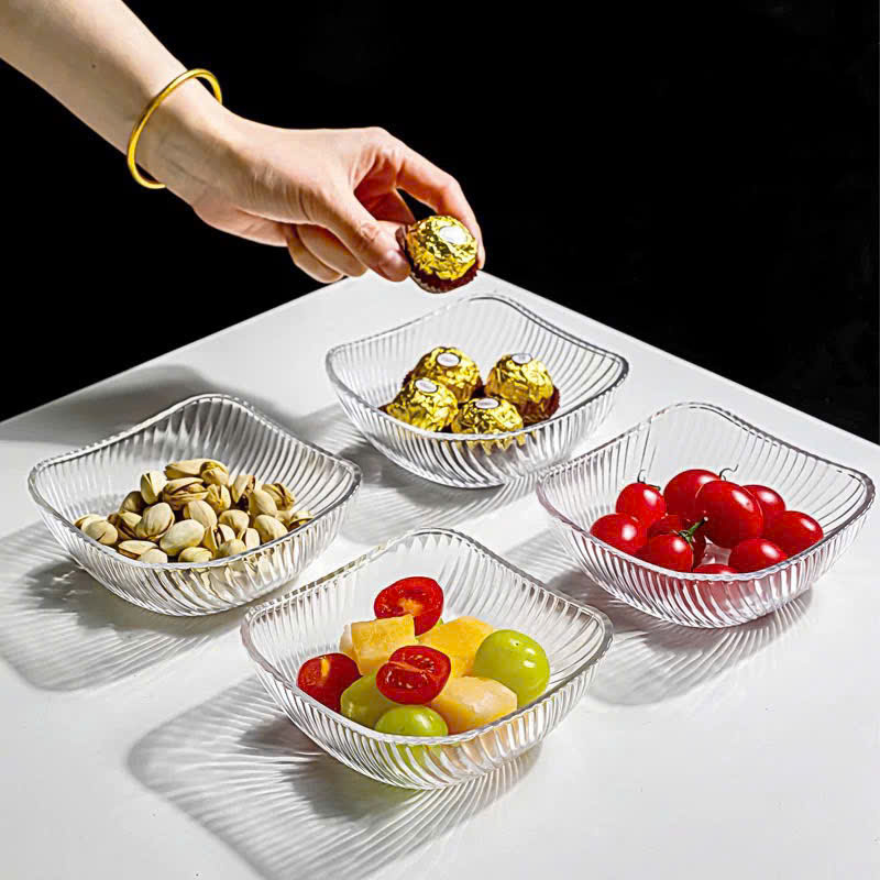 Tô thuỷ tinh vuông kẻ sọc đựng hoa quả LXW133