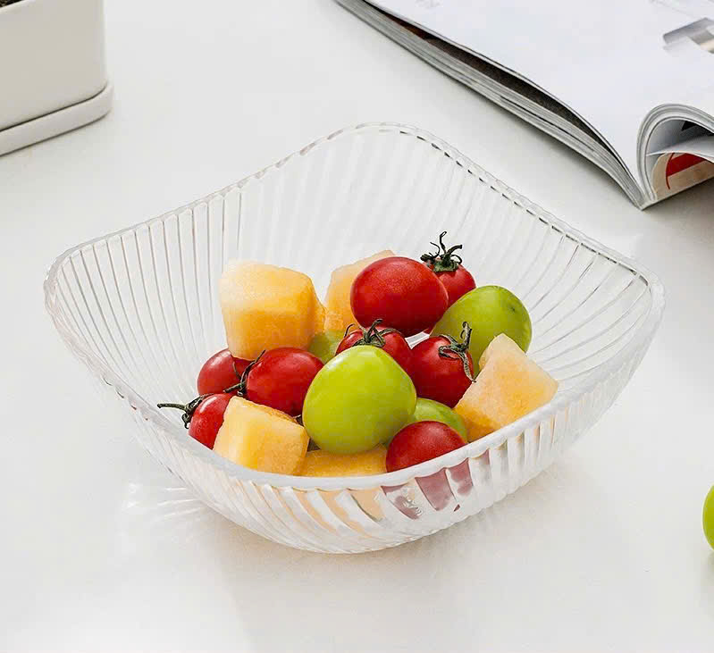 Tô thuỷ tinh vuông kẻ sọc đựng hoa quả LXW133
