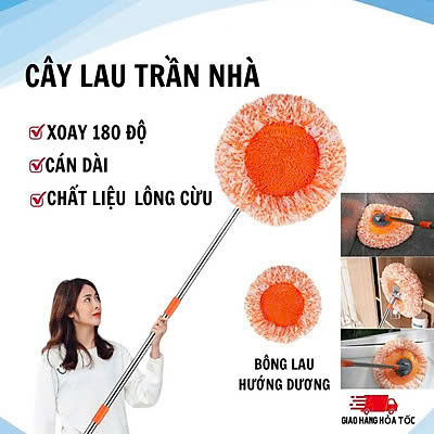 Cây lau trần nhà thông minh 360 độ hình hoa hướng dương