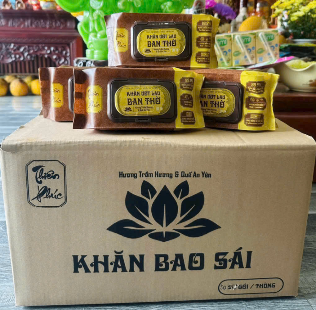 Gói 30 tờ khăn ướt BAO SÁI lau bàn thờ Thiên Phúc tiện lợi