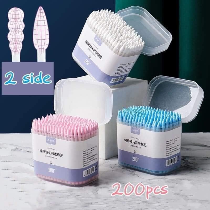 Hộp 200 tăm bông hai đầu dùng một lần tiện dụng