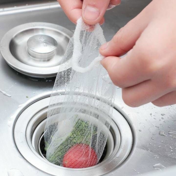 Bịch 100 túi lưới lọc rác bồn rửa chén tiện lợi