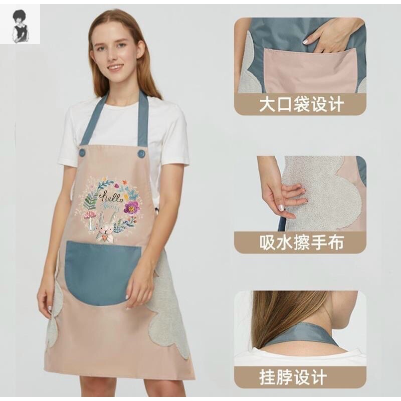 Tạp dề hình hoa không thấm nước có túi và chỗ lau tay