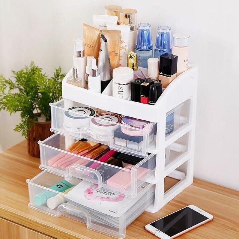 Kệ tủ đựng mỹ phẩm 4 tầng có ngăn kéo tiện lợi