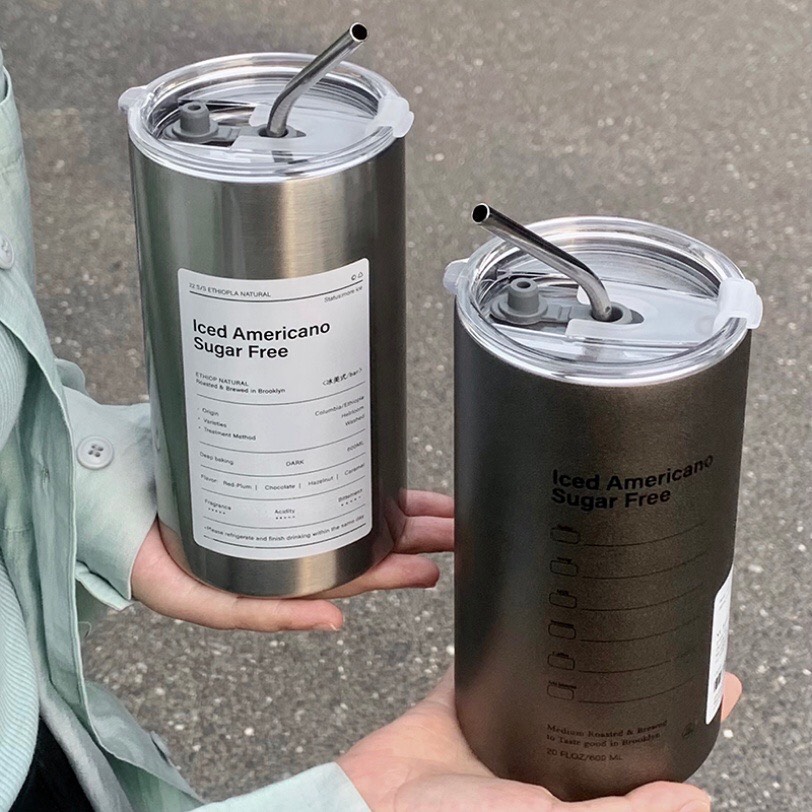 Cốc giữ nhiệt inox Iced Americano kèm ống hút 600ml