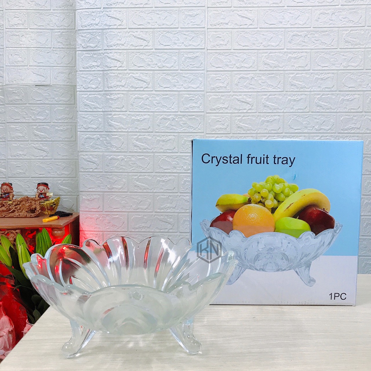 Bát thuỷ tinh đựng hoa quả 3 chân