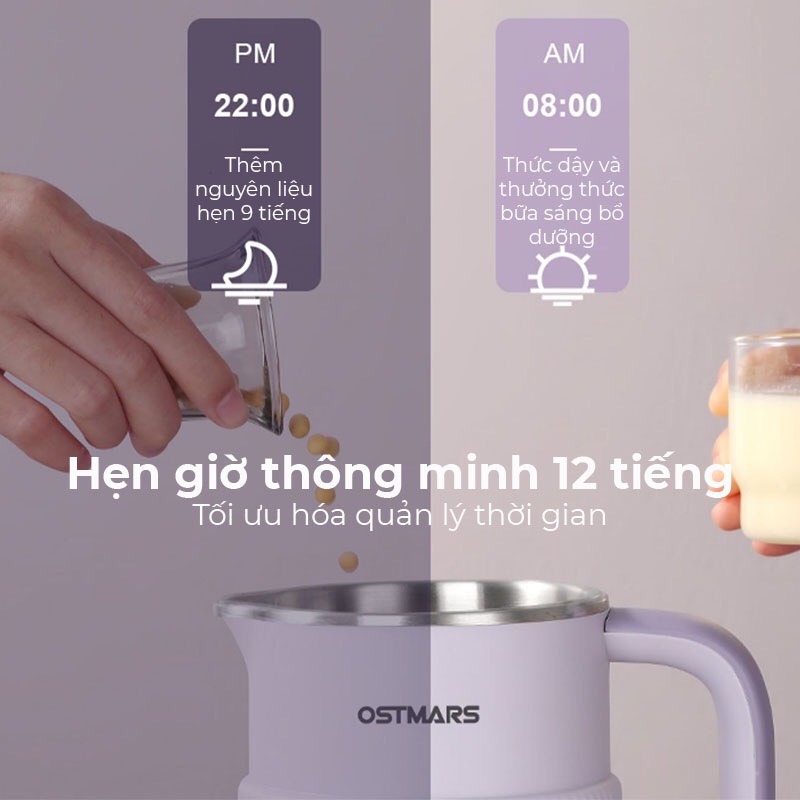 Máy làm sữa hạt mini OSTMARS 8 chức năng 800ml