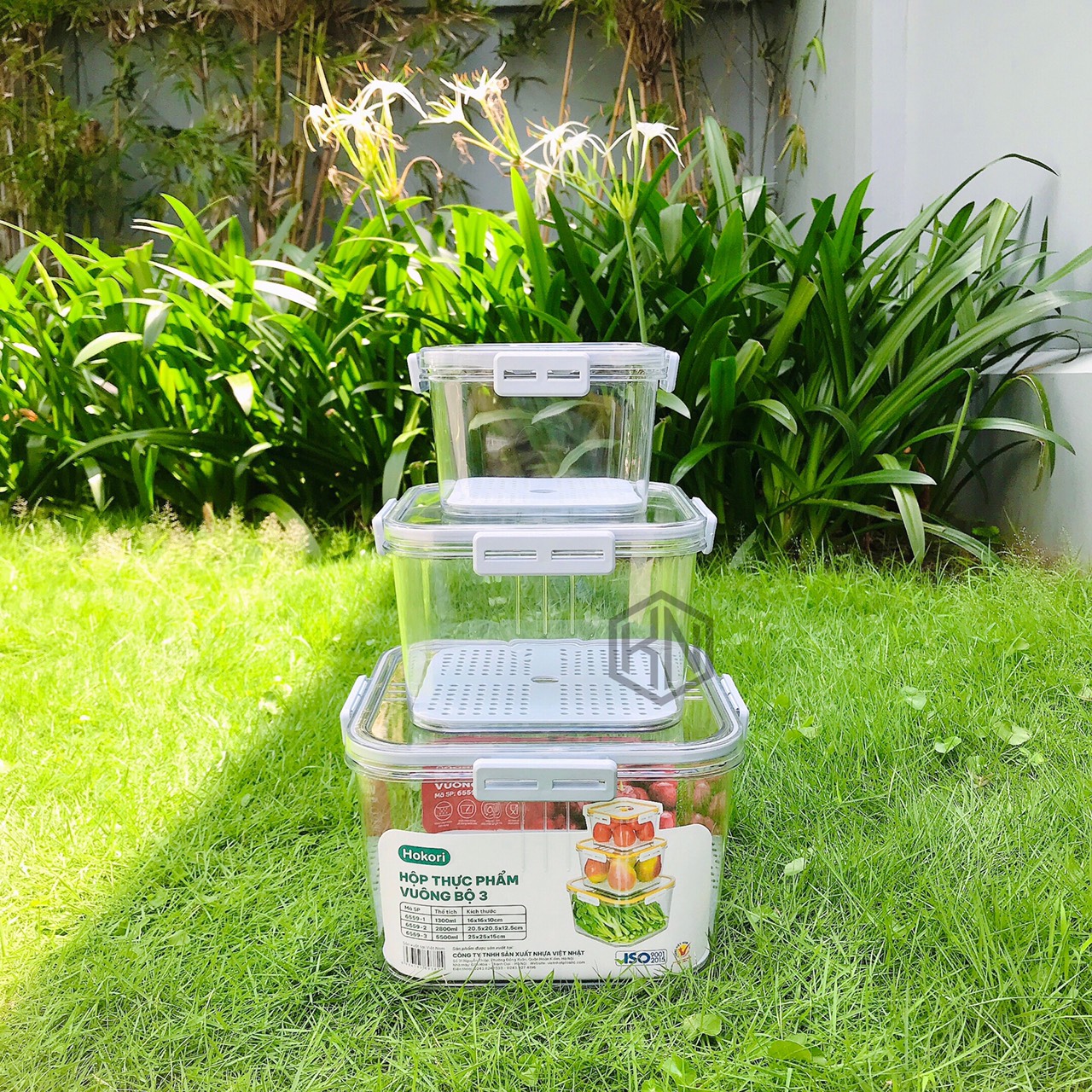 Hộp thực phẩm VUÔNG bộ 3 Hokori