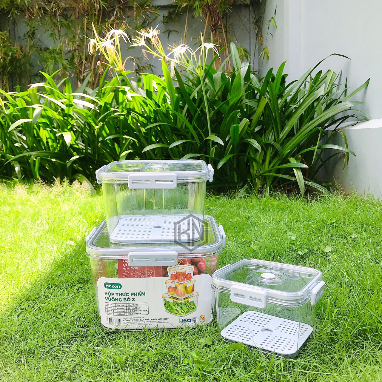 Hộp thực phẩm VUÔNG bộ 3 Hokori
