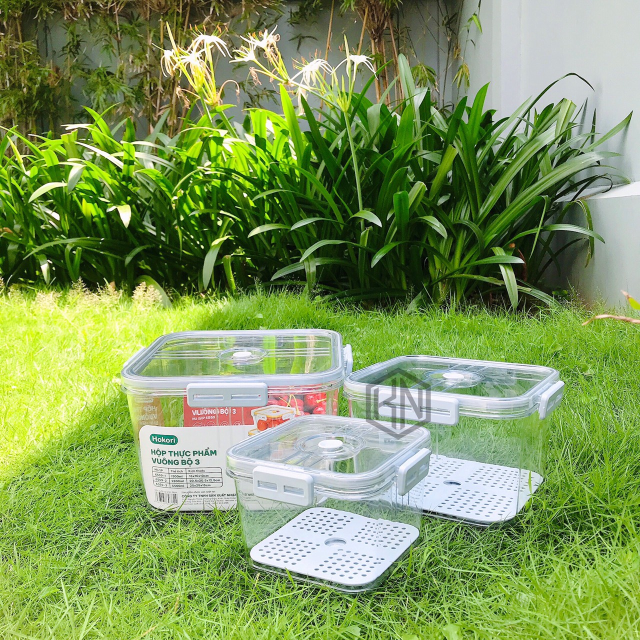Hộp thực phẩm VUÔNG bộ 3 Hokori