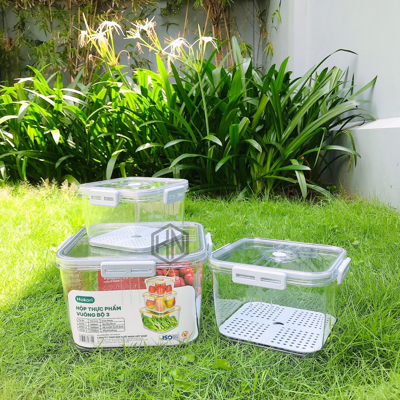 Hộp thực phẩm VUÔNG bộ 3 Hokori