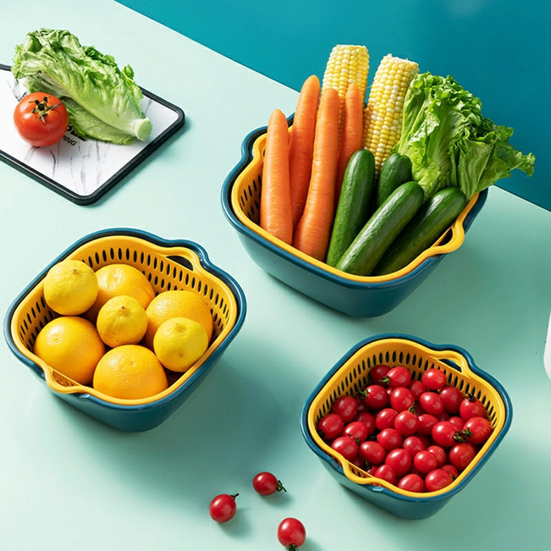 Bộ rổ nhựa kèm chậu 6 món tiện dụng (Vuông)