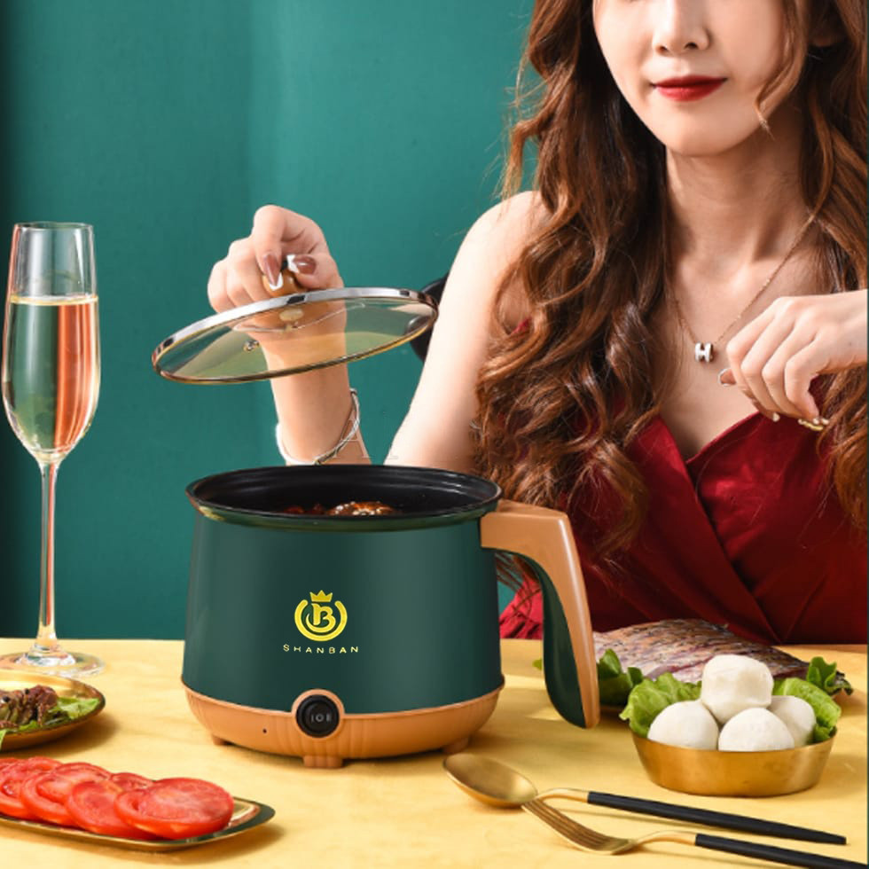 Nồi lẩu điện mini 18CM SHANBAN kèm lồng hấp INOX