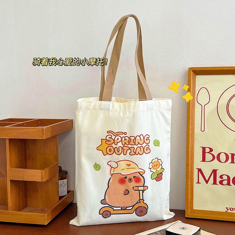 Túi tote vải canvas hoạ tiết Capybara
