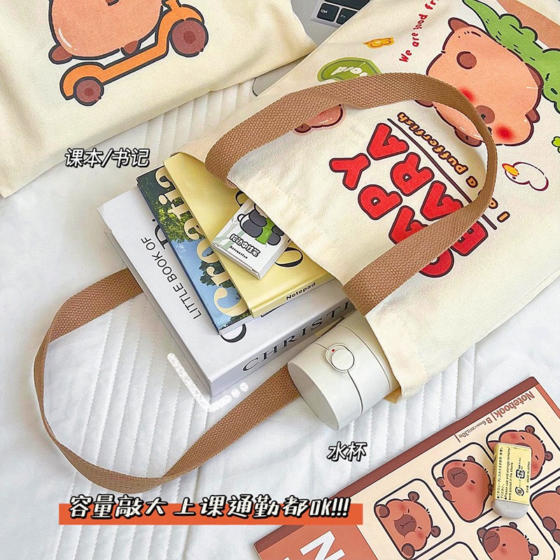 Túi tote vải canvas hoạ tiết Capybara