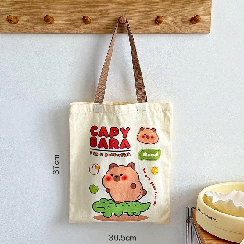 Túi tote vải canvas hoạ tiết Capybara