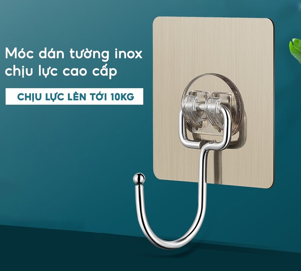 Set 10 móc dán tường đa năng Inox 304 treo đồ đa năng