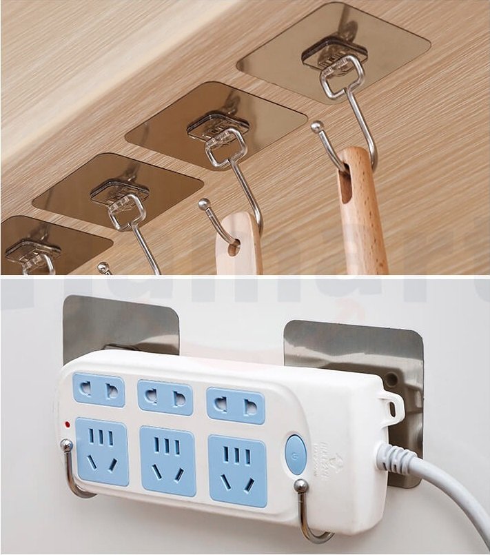 Set 10 móc dán tường đa năng Inox 304 treo đồ đa năng