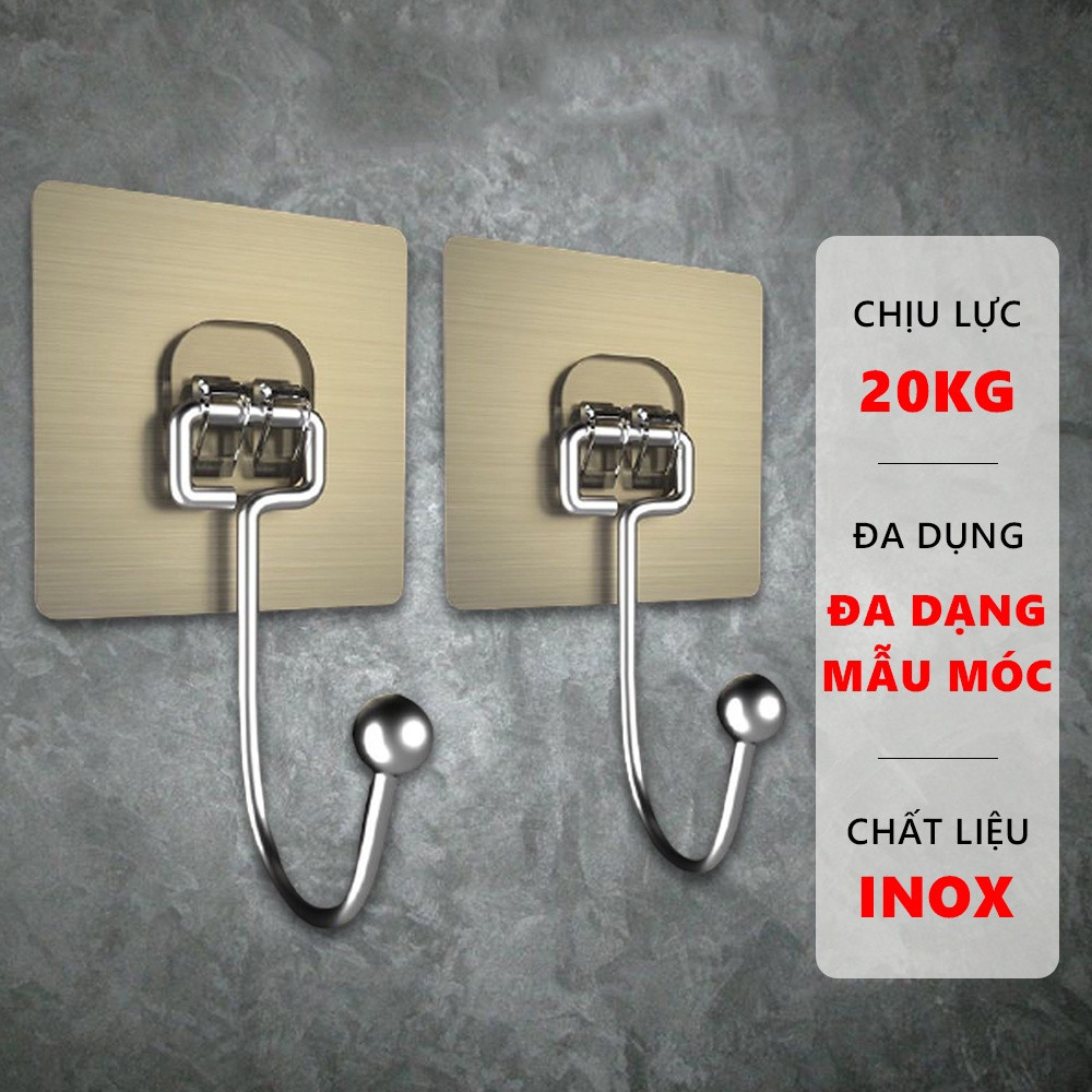 Set 10 móc dán tường đa năng Inox 304 treo đồ đa năng