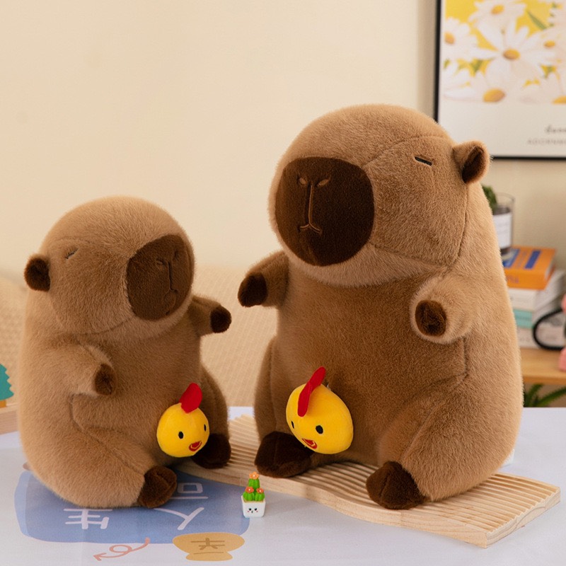 Gấu bông chuột Capybara có dây rút GÀ CON đáng yêu size 45cm