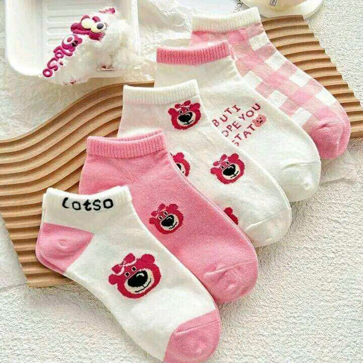 Set 10 đôi tất hoạ tiết gấu hồng Lotso dễ thương