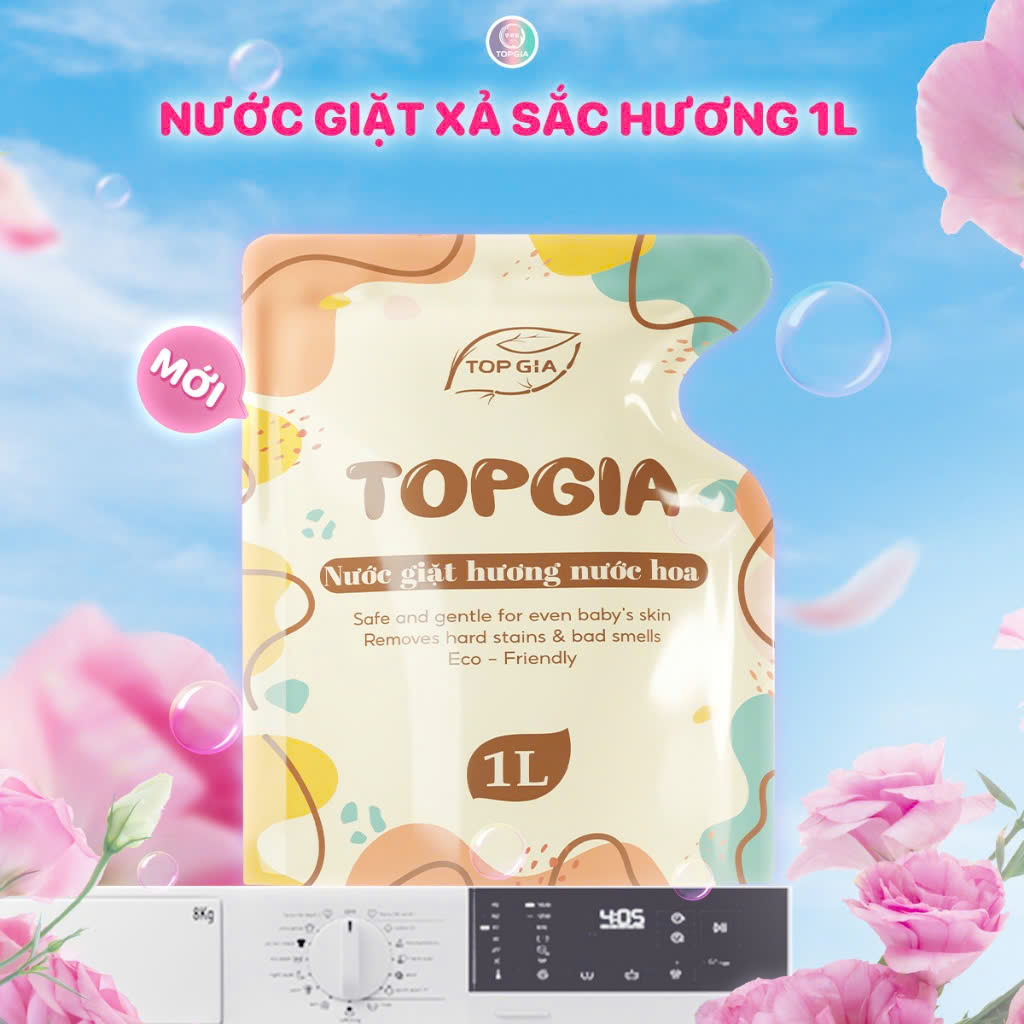 Nước giặt xả 2in1 sắc hương TOP GIA TÚI 1L hương nước hoa (T12)