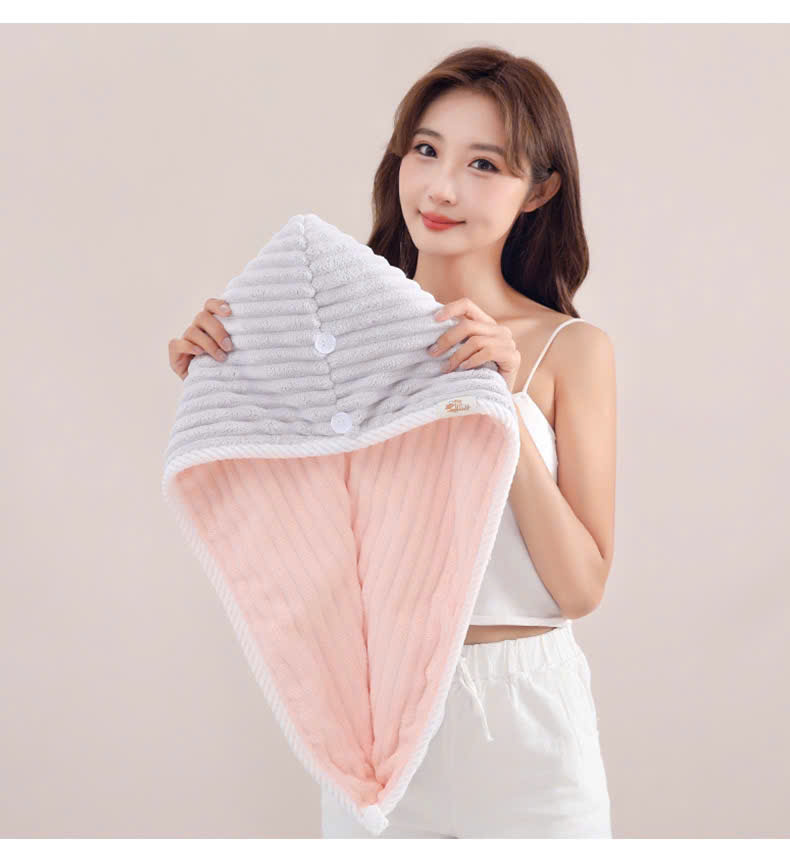 Mũ ủ quấn tóc lông cừu thấm hút nhanh khô