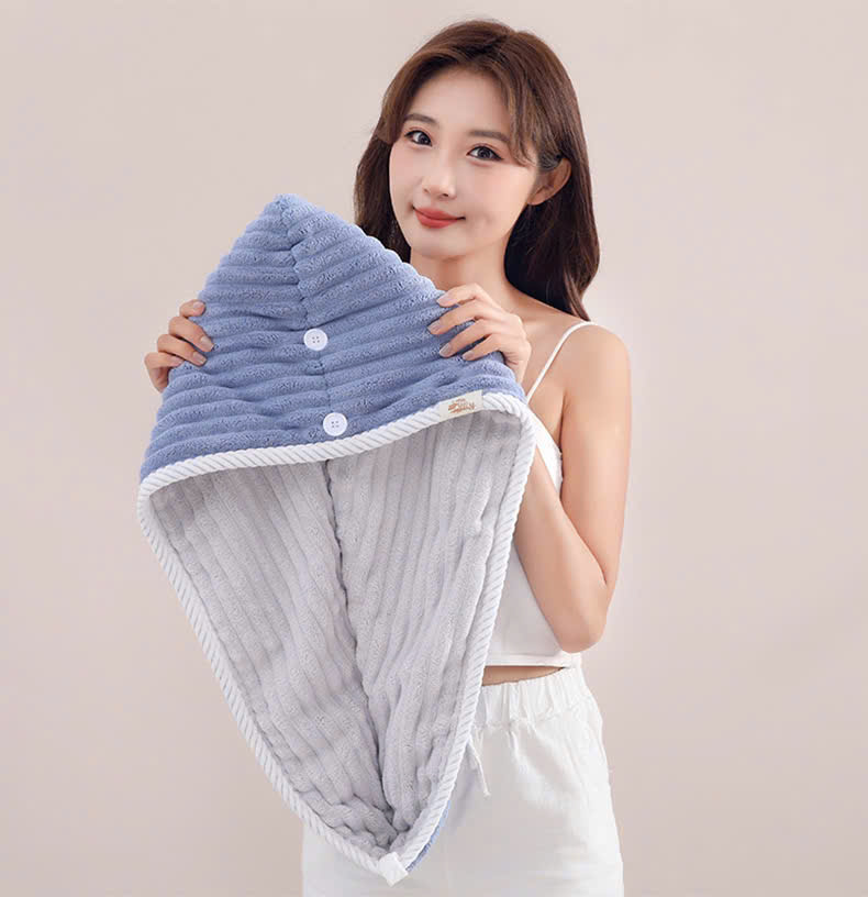 Mũ ủ quấn tóc lông cừu thấm hút nhanh khô