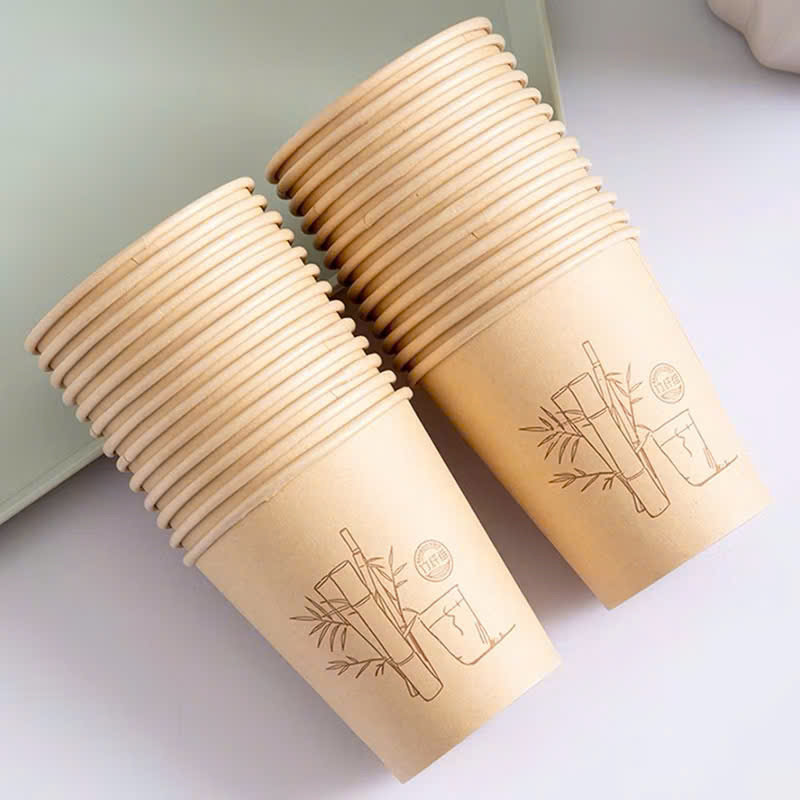 Set 50 cốc giấy dùng 1 lần hoạ tiết tre 205g