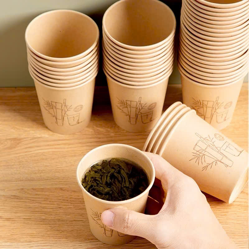 Set 50 cốc giấy dùng 1 lần hoạ tiết tre 205g