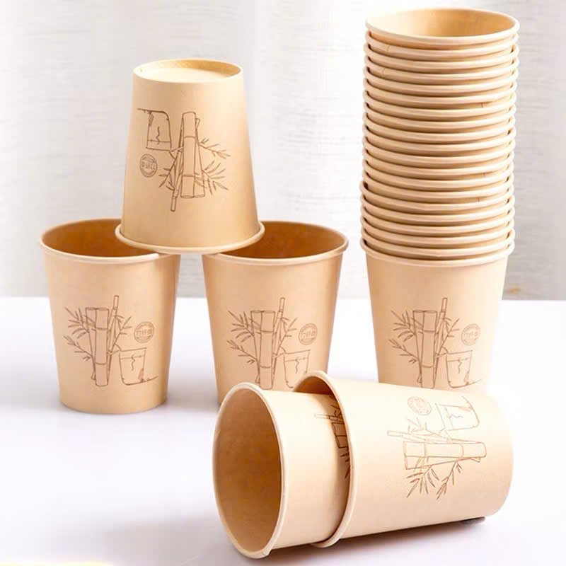 Set 50 cốc giấy dùng 1 lần hoạ tiết tre 205g