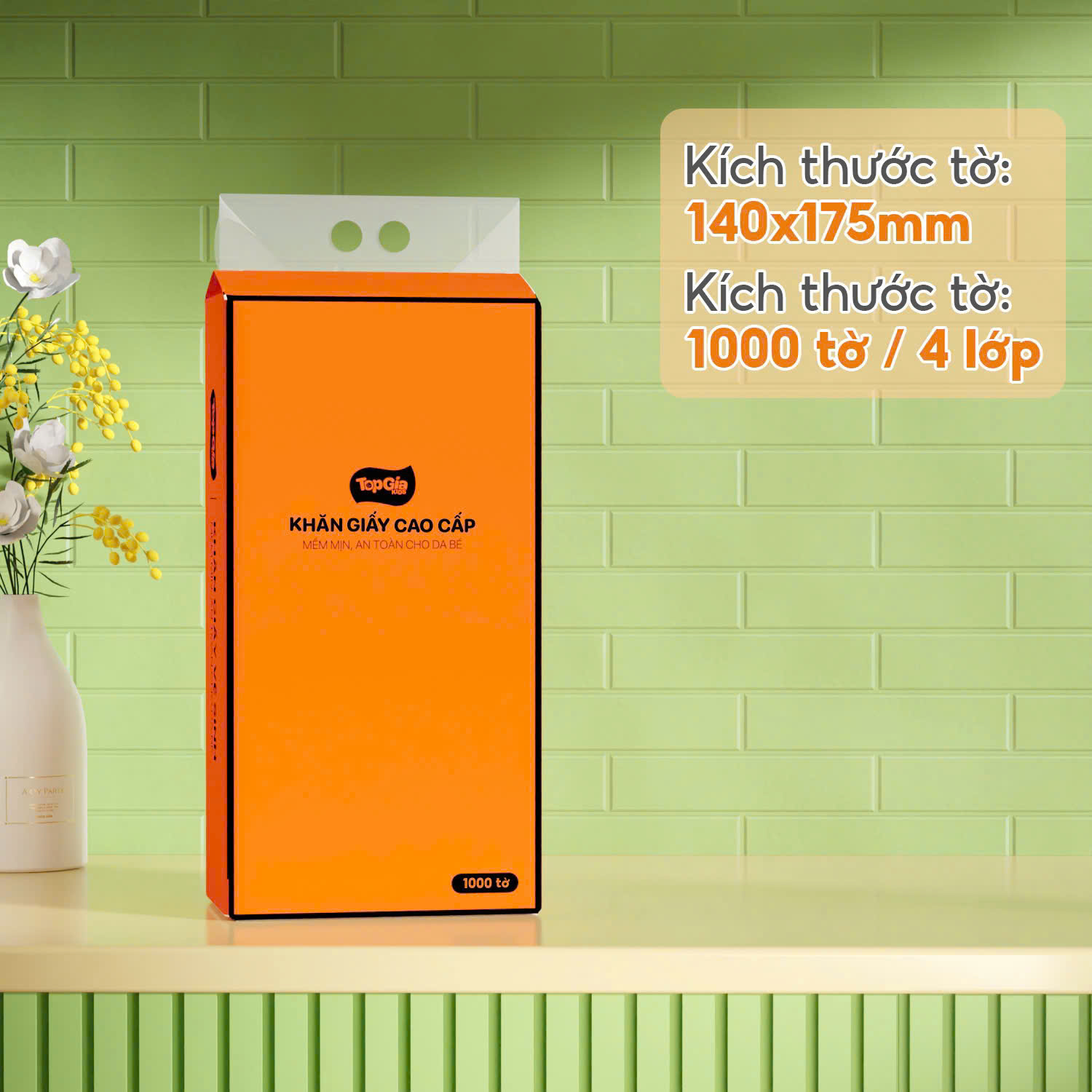 Thùng 9 bịch giấy rút đáy màu cam Topgia