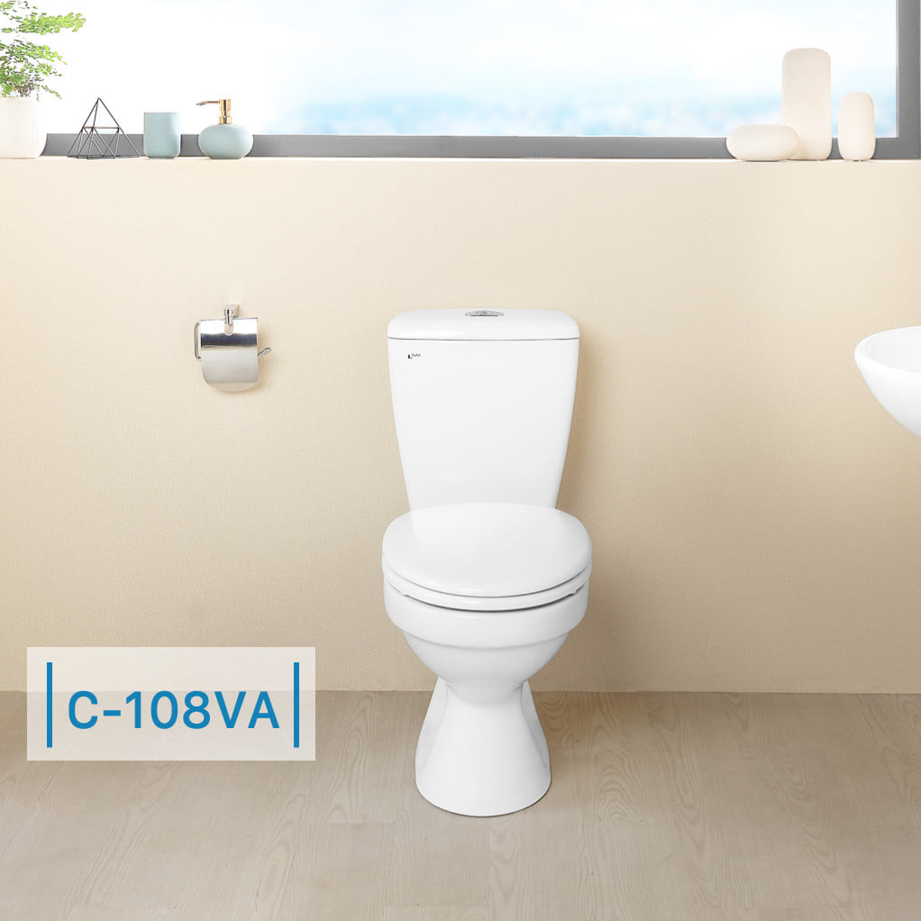 Bồn cầu 2 khối Inax C-108VA xả nhấn nắp thường (C108VA)