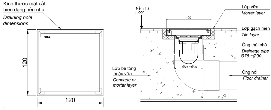 Phễu thoát sàn INAX FDV-12F (FDV12F)